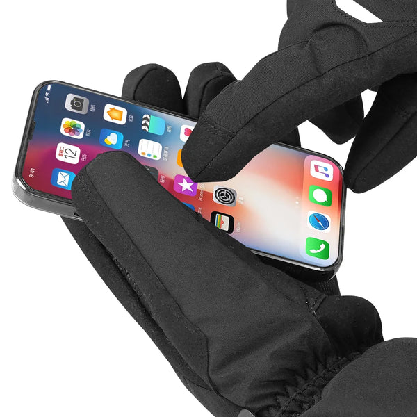 Rechargeable battery heated gloves with touchscreen fingertips